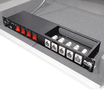ProX 4 Way Powerkon to Edison AC Power 1U Rack Mountable Power Strip 5x Punched D-Series 15A Breaker On Off LED Toggle Switches
