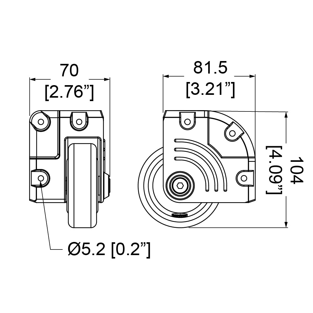 ProX Penn-Elcom 3" Heavy Duty Zinc Side Corner Caster with Blue Wheel