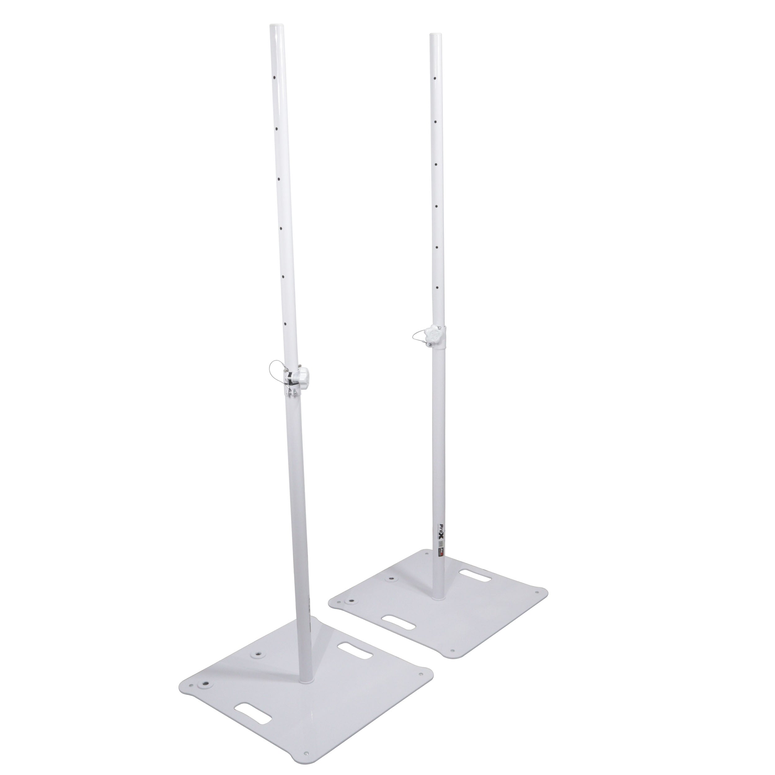 ProX POLARIS Portable Speaker and Lighting Pair Stand Kit with Base Plate, Telescoping Pole, and Carry Bags - White Finish.