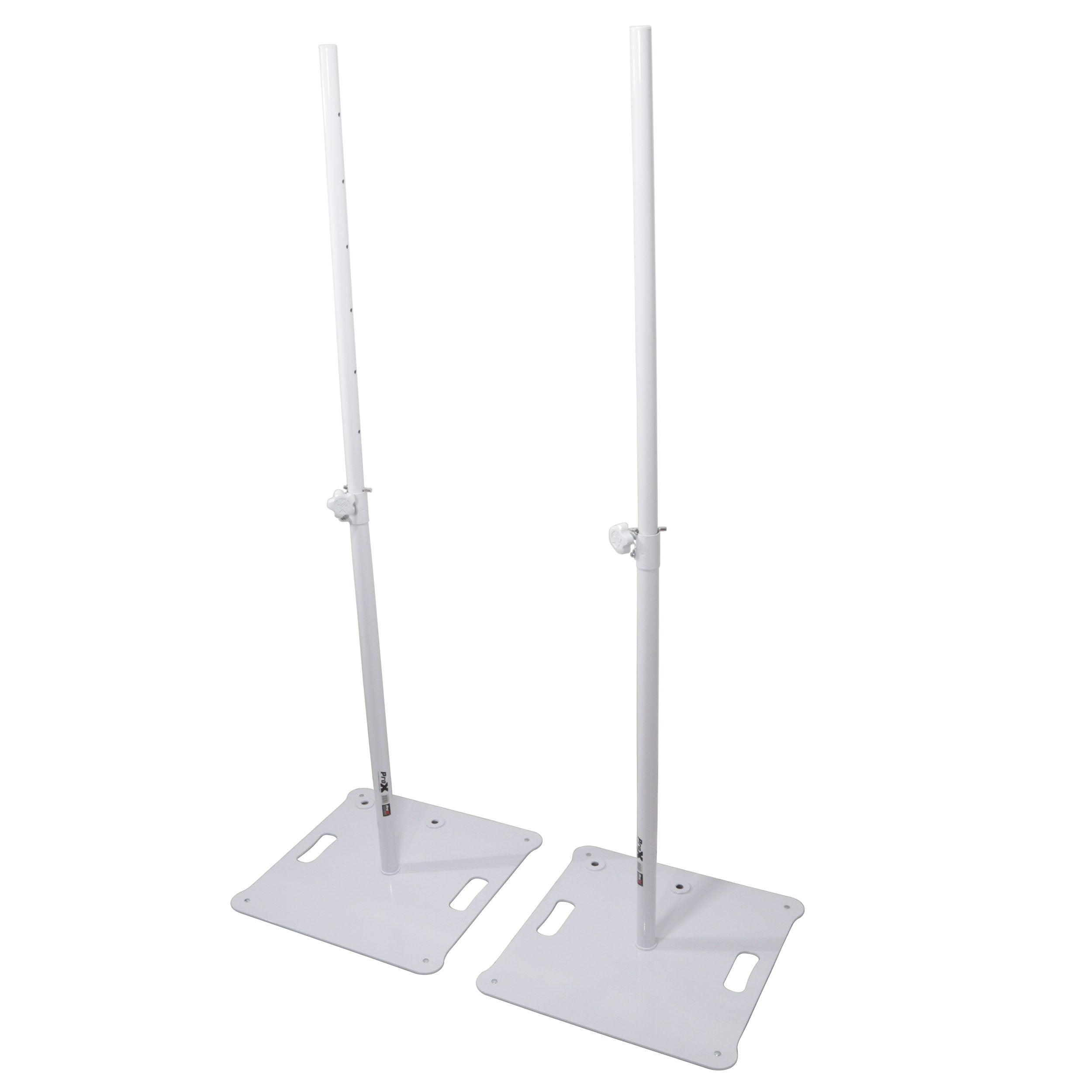 ProX POLARIS Portable Speaker and Lighting Pair Stand Kit with Base Plate, Telescoping Pole, and Carry Bags - White Finish.
