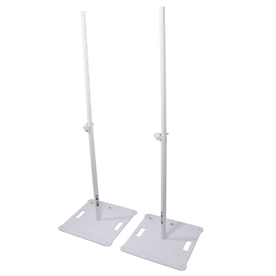 ProX POLARIS Portable Speaker and Lighting Pair Stand Kit with Base Plate, Telescoping Pole, and Carry Bags - White Finish.