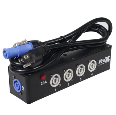 ProX Power Center Five-Way Spitter For Indoor Powercon Connector Delivers Power For Up To 5 Fixtures with Power Cord