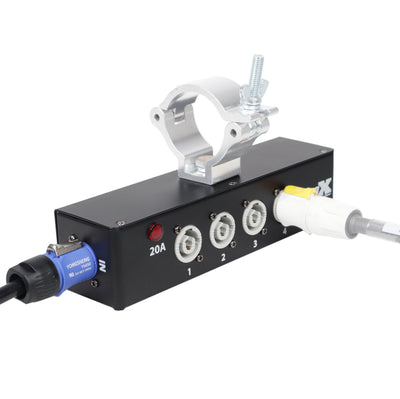 ProX Power Center Five-Way Spitter For Indoor Powercon Connector Delivers Power For Up To 5 Fixtures with Power Cord