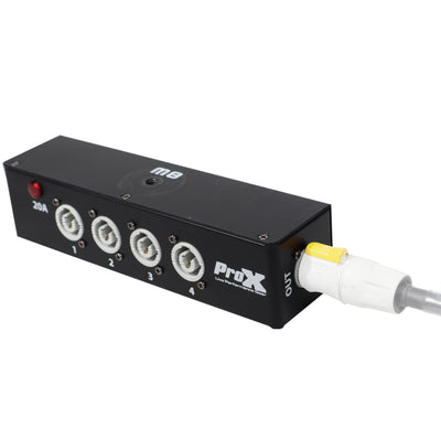 ProX Power Center Five-Way Spitter For Indoor Powercon Connector Delivers Power For Up To 5 Fixtures with Power Cord