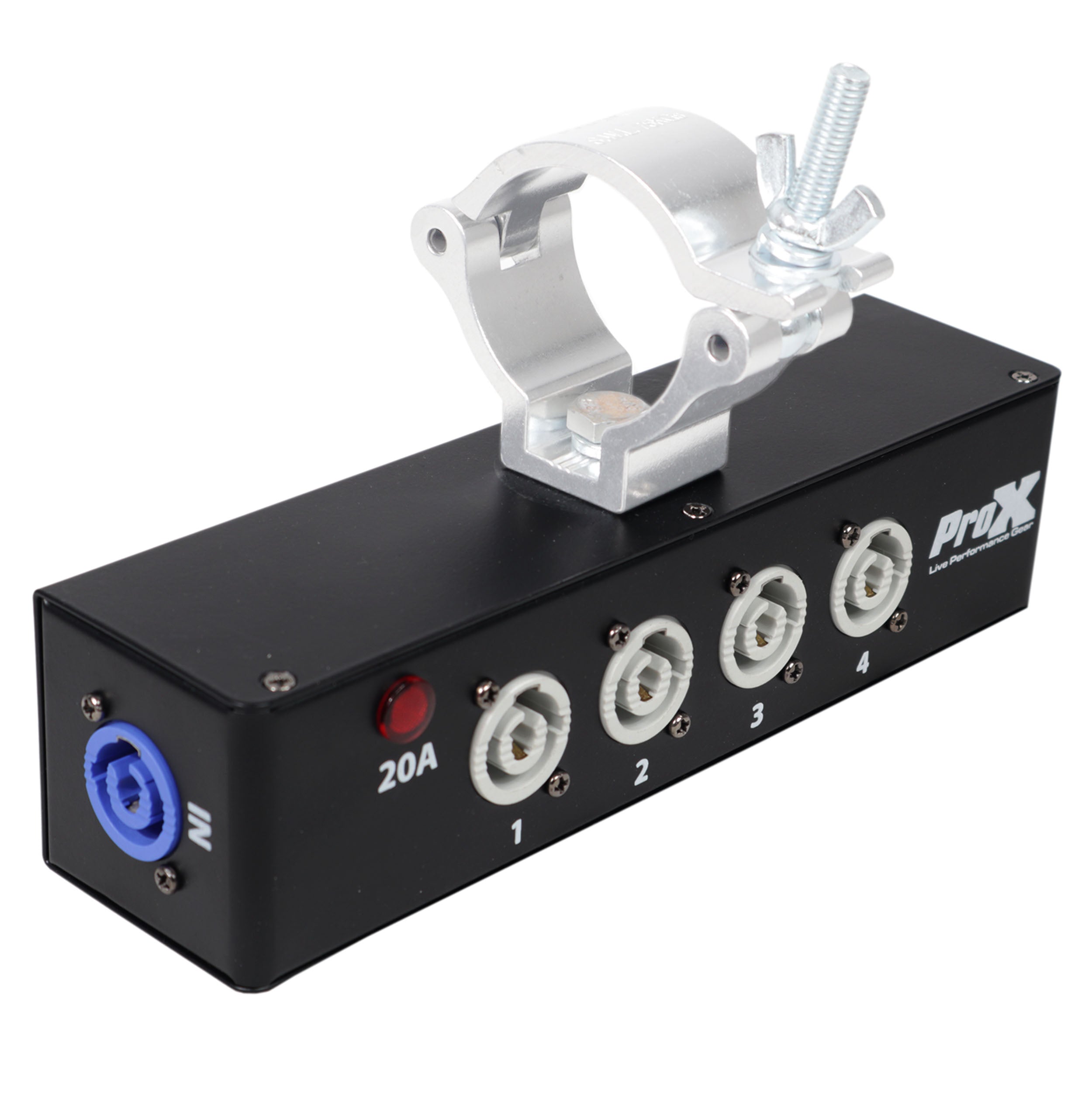ProX Power Center Five-Way Spitter For Indoor Powercon Connector Delivers Power For Up To 5 Fixtures with Power Cord