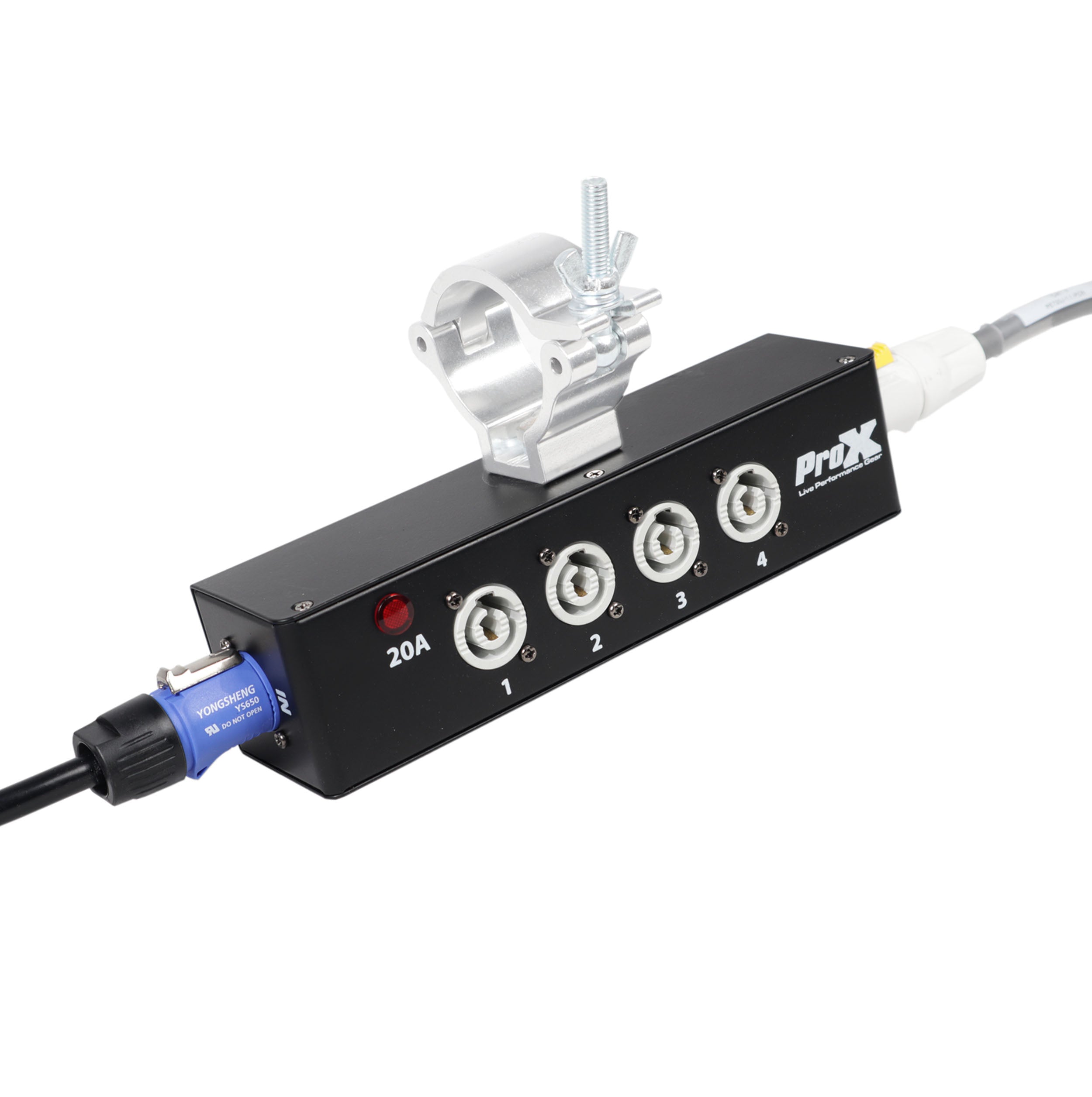 ProX Power Center Five-Way Spitter For Indoor Powercon Connector Delivers Power For Up To 5 Fixtures with Power Cord