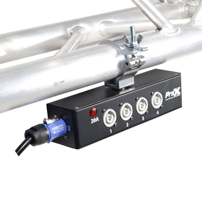 ProX Power Center Five-Way Spitter For Indoor Powercon Connector Delivers Power For Up To 5 Fixtures with Power Cord