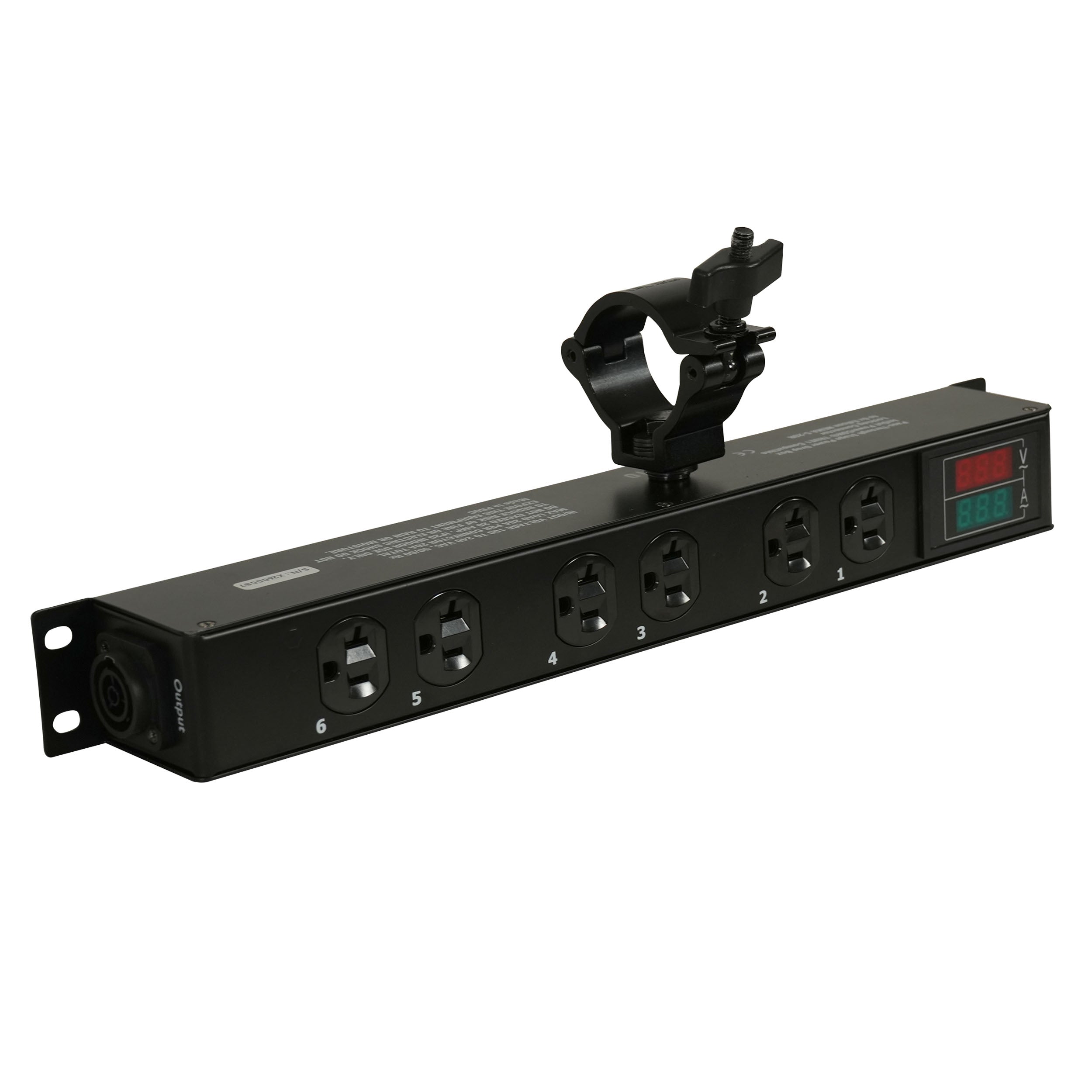 ProX TARA 6-Outlet Edison NEMA 5-20R Power Distribution Box with True1 IN/OUT, LED Voltage and Current Display 20A Power Center