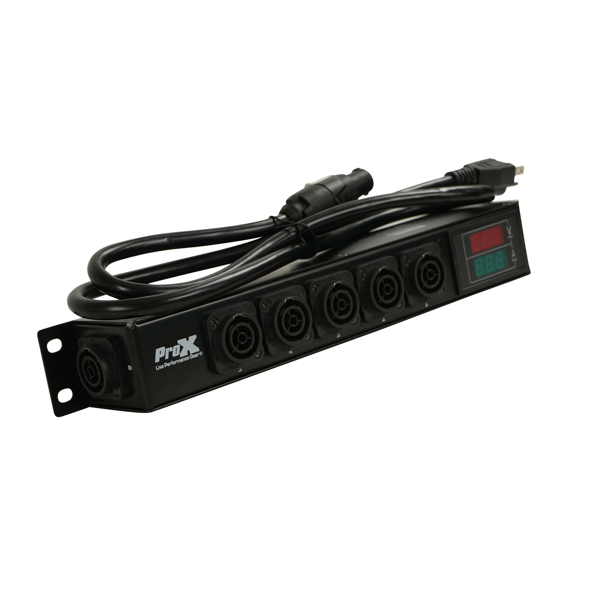 ProX DANA PowerCenter AC to 6X True1 Splitter Outputs - 20A REAN® by NEUTRIK® Connectors w/ V&A Meter