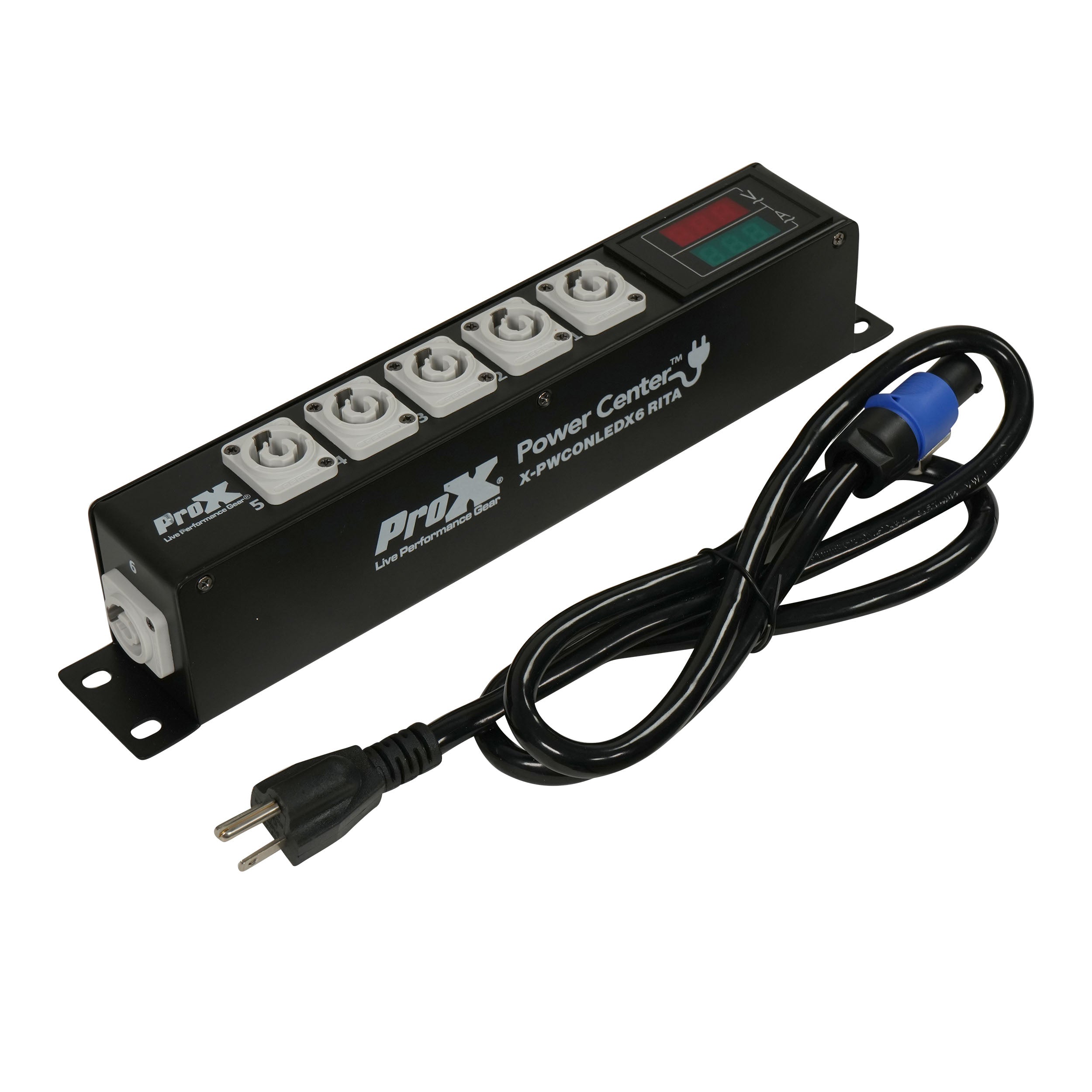 ProX RITA PowerCenter Outlet Box powerCON Compatible Splitter 20A w/ V&A Meter