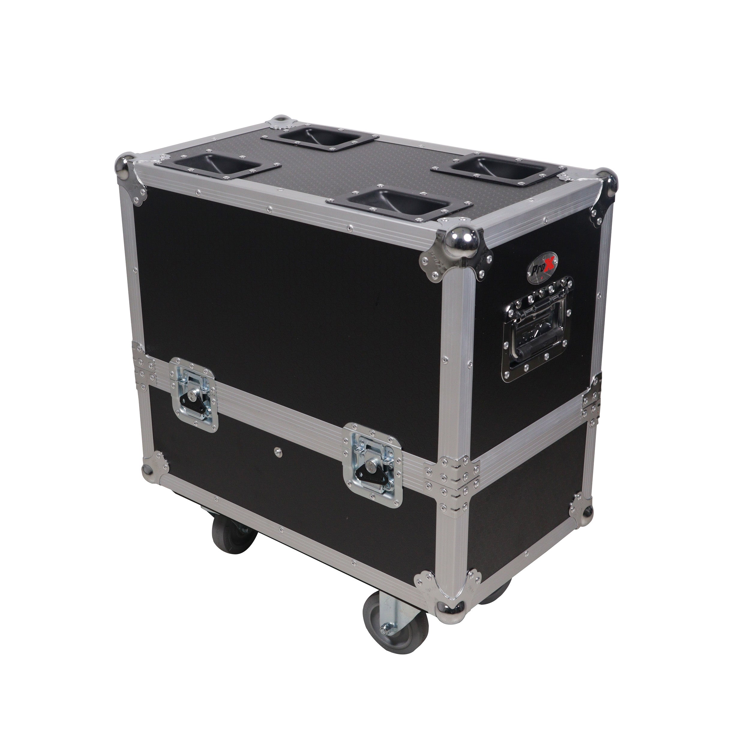Estuche de transporte doble ProX ATA para 2 subwoofers QSC K8.2 K8 Series con ruedas de 4 pulgadas