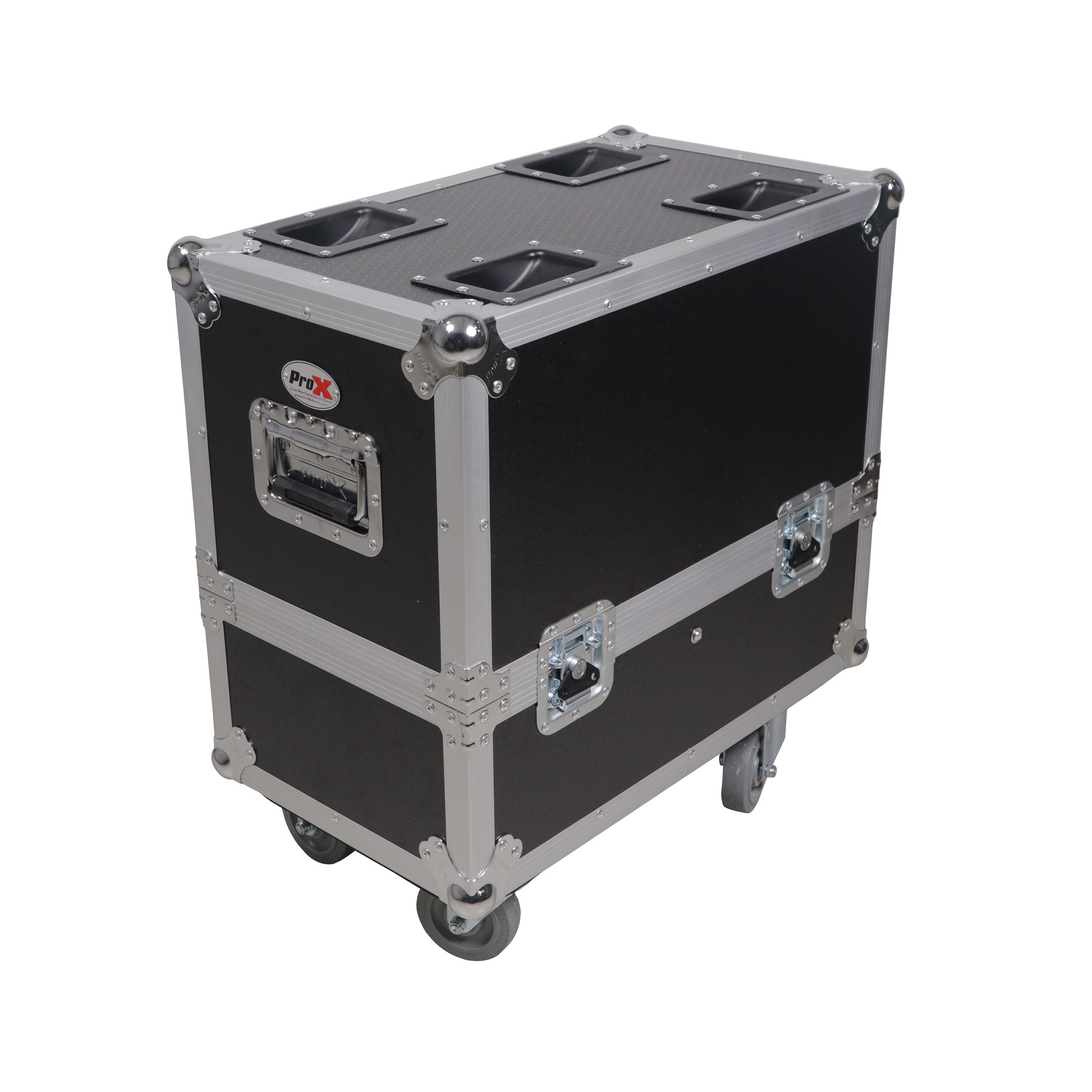 Estuche de transporte doble ProX ATA para 2 subwoofers QSC K8.2 K8 Series con ruedas de 4 pulgadas