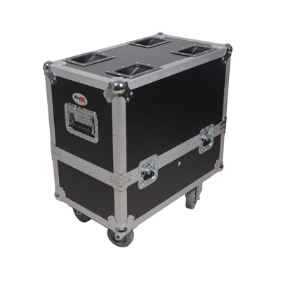 Estuche de transporte doble ProX ATA para 2 subwoofers QSC K8.2 K8 Series con ruedas de 4 pulgadas