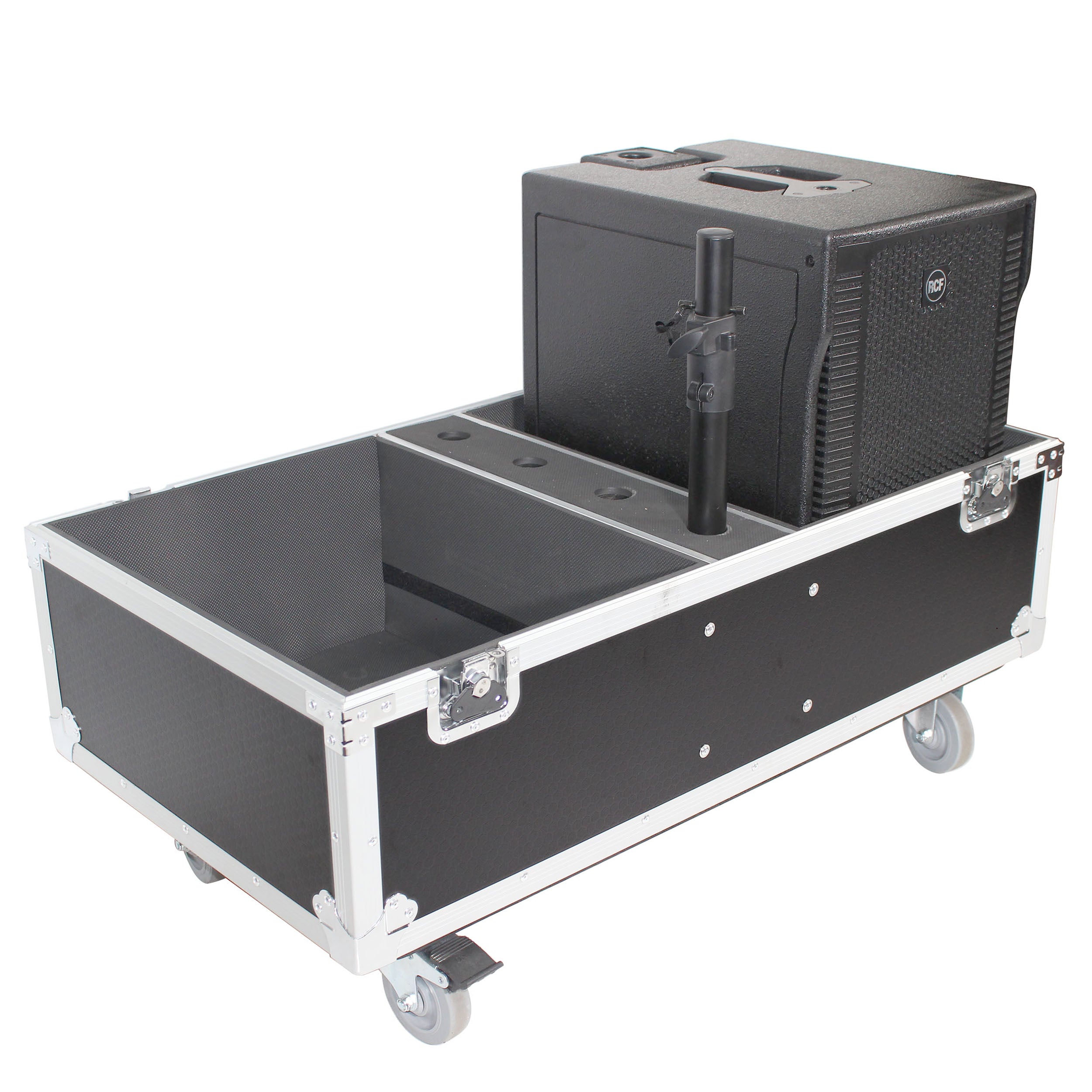 ProX ATA Style Flight-Road Case For RCF EVOX 8 J8 JMIX8 Speaker Array System Fits Two Speakers and Subs