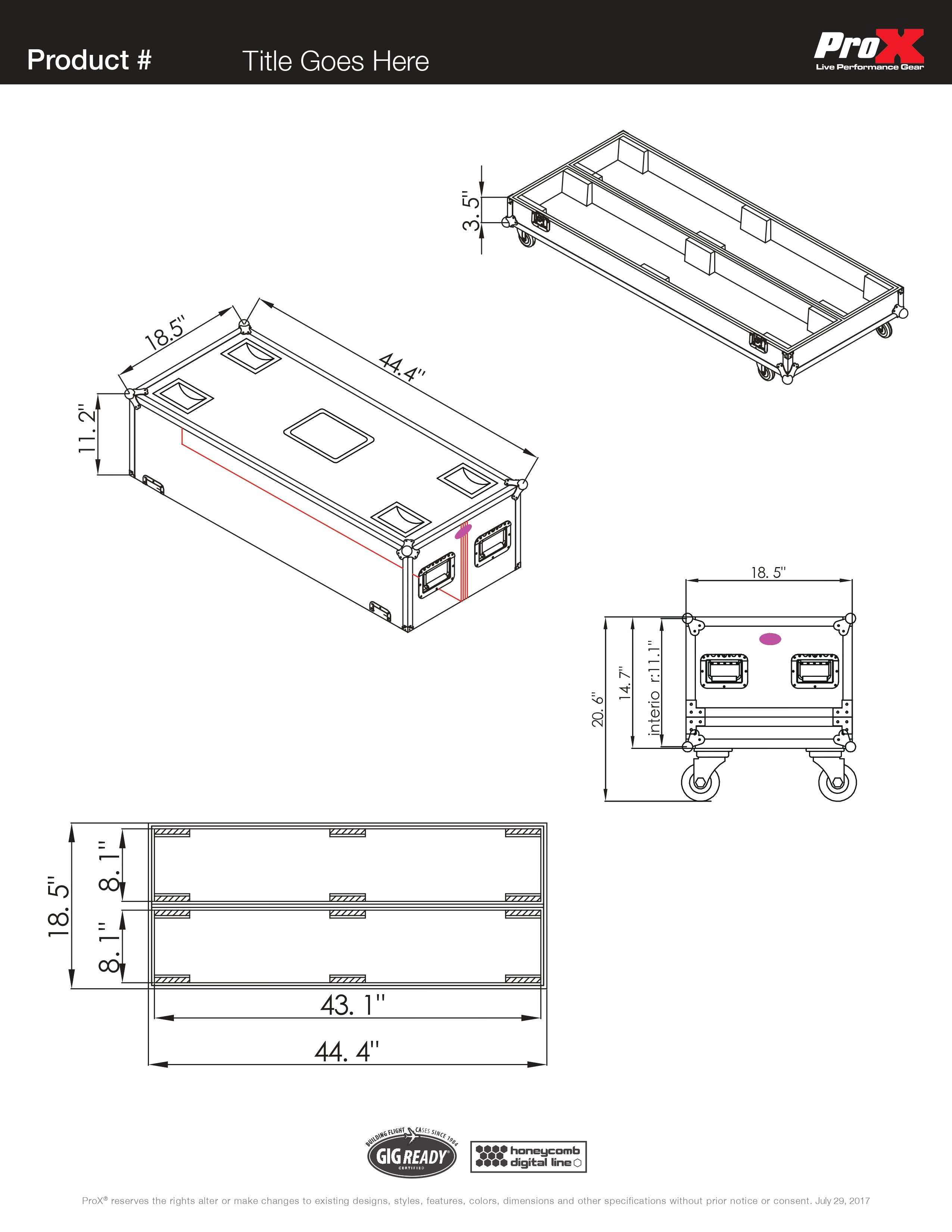 ProX Flight Case for Two RCF NX L24-A MK2 Column Array Speakers W/4 Inch Casters