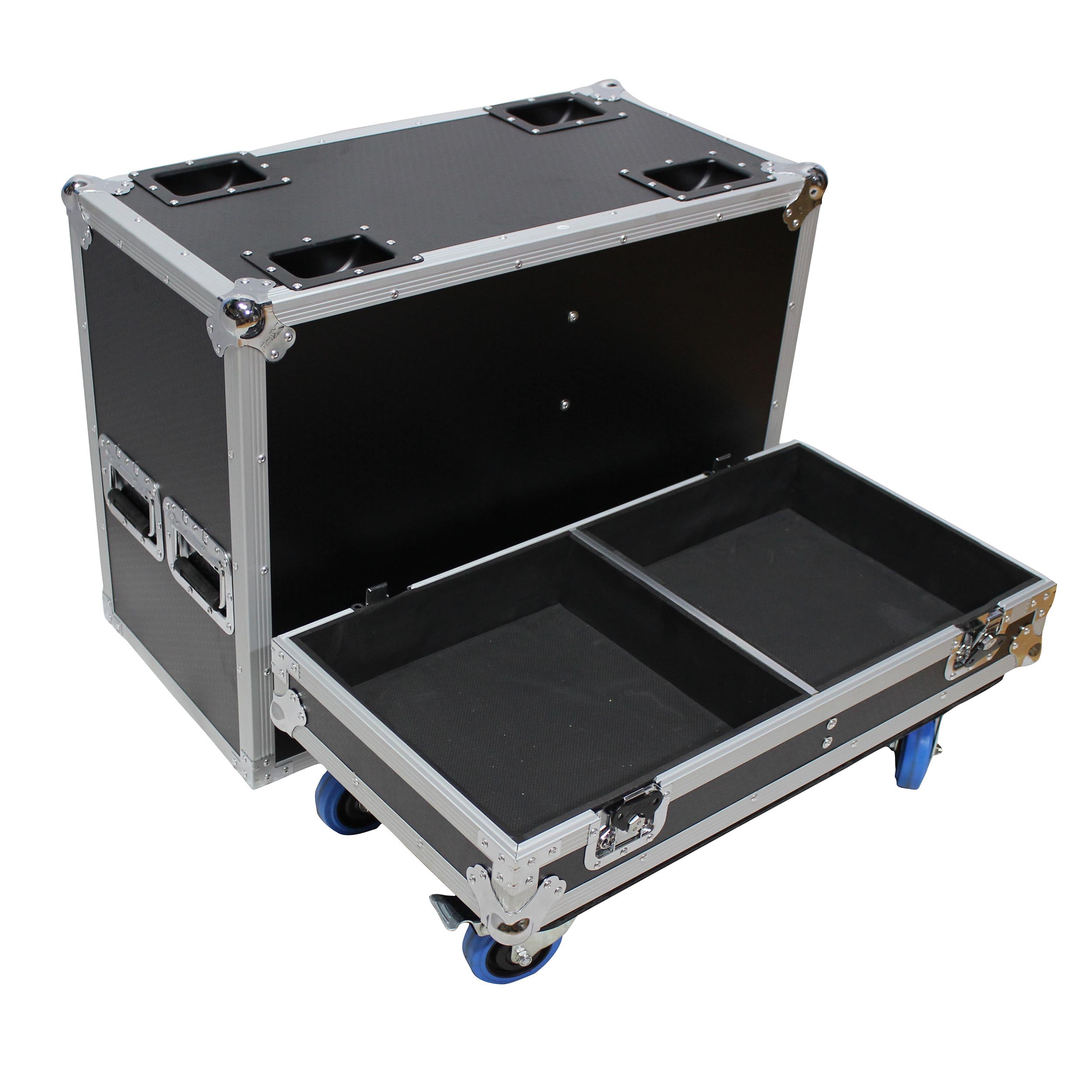 ProX Flight Case for Two RCF ST 15-SMA Stage Monitors W-4 Inch Casters