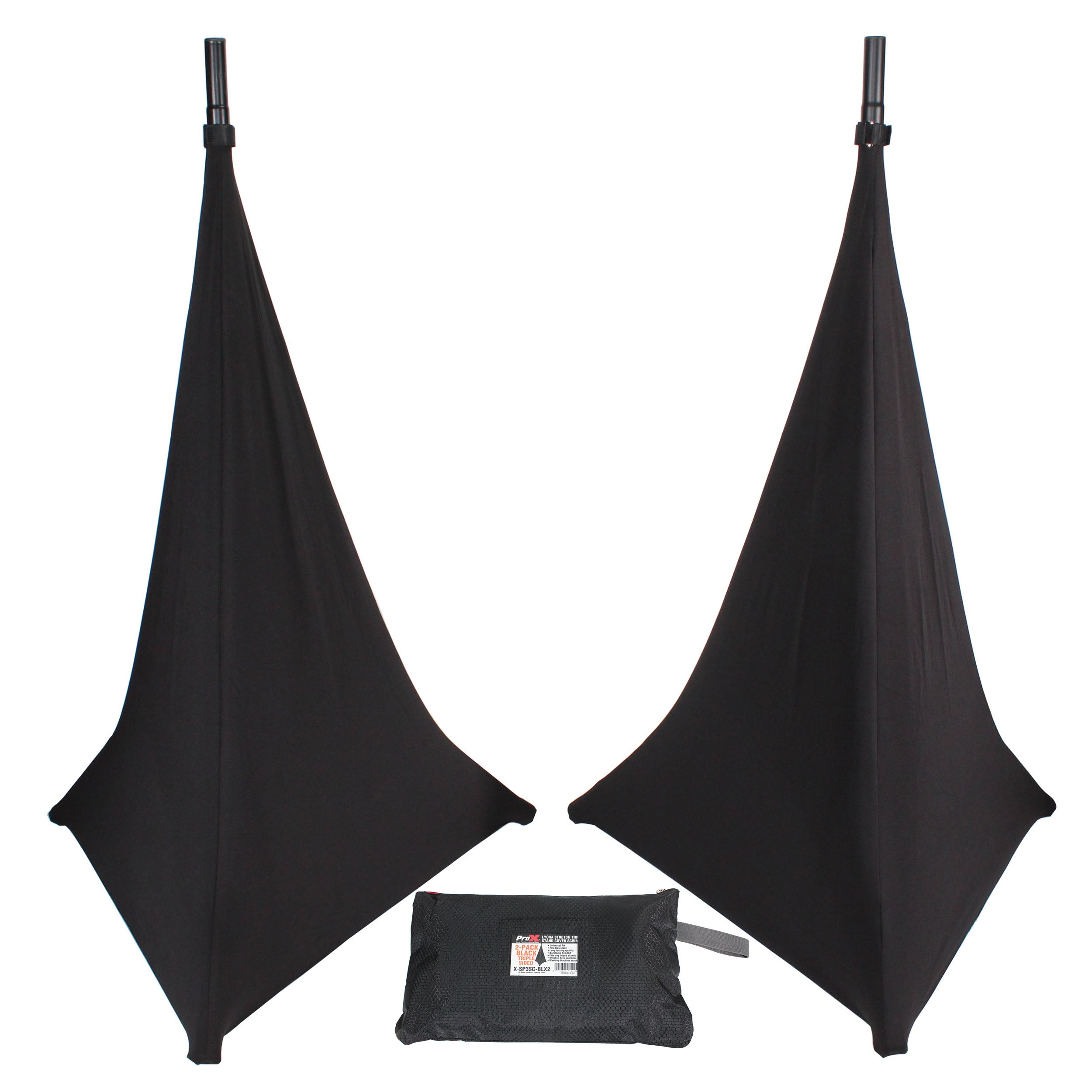 ProX Two-Pack Three Side Speaker Stand Cover Scrim (Black)