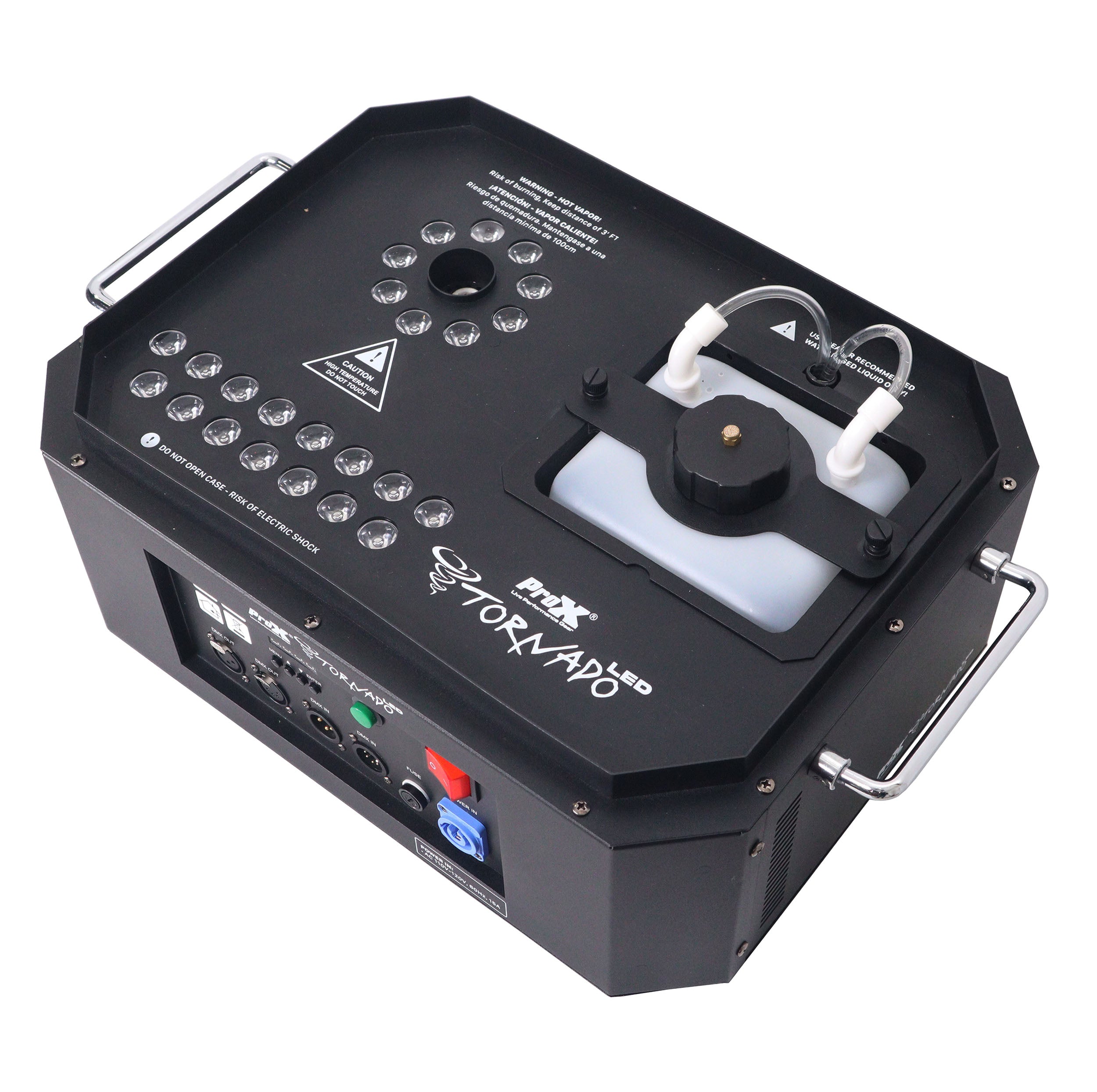 ProX Professional Stage Portable Fog Machine Vertical Spray DJ Effects DMX RGBA LED Lighting System.