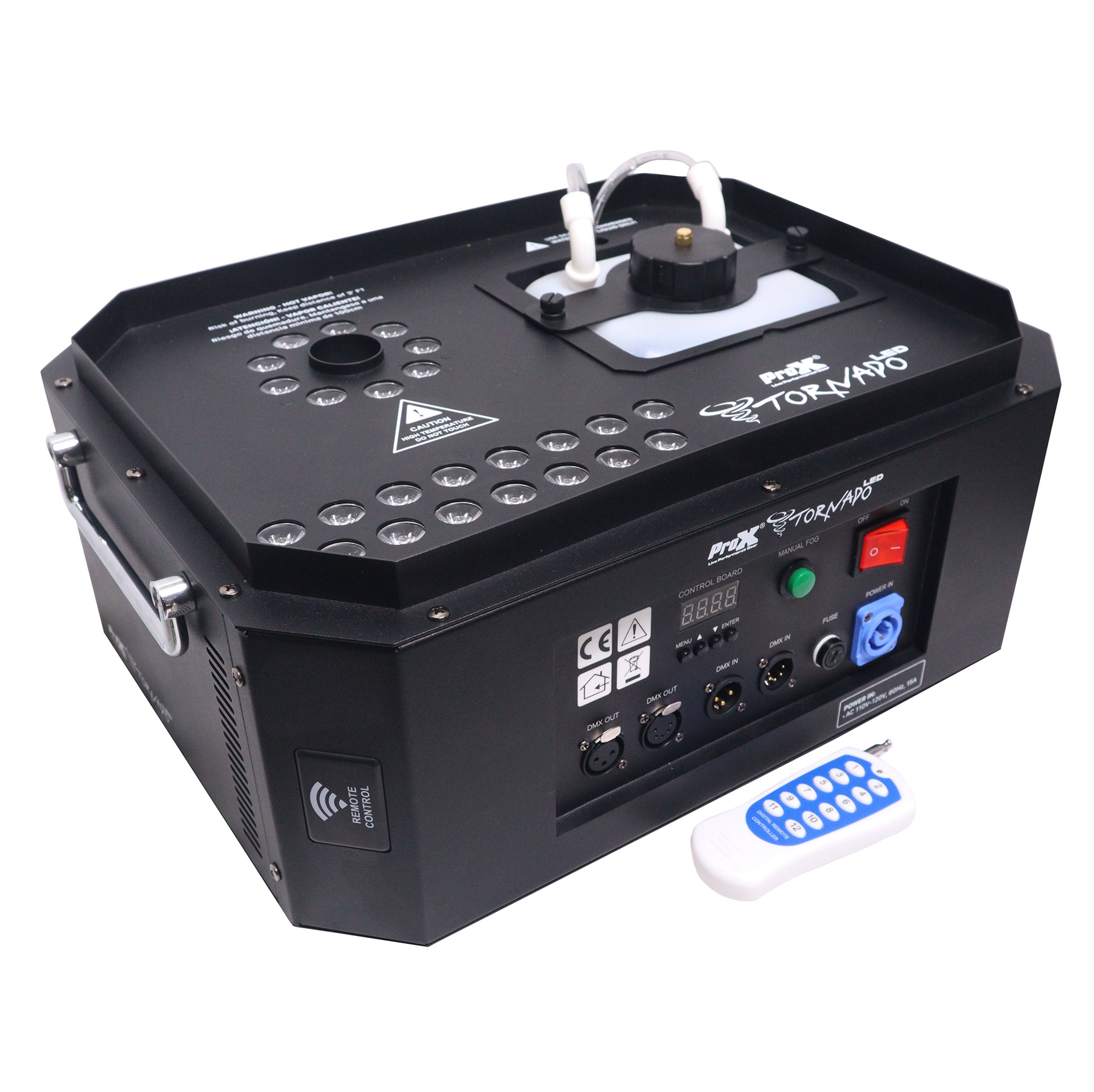 ProX Professional Stage Portable Fog Machine Vertical Spray DJ Effects DMX RGBA LED Lighting System.