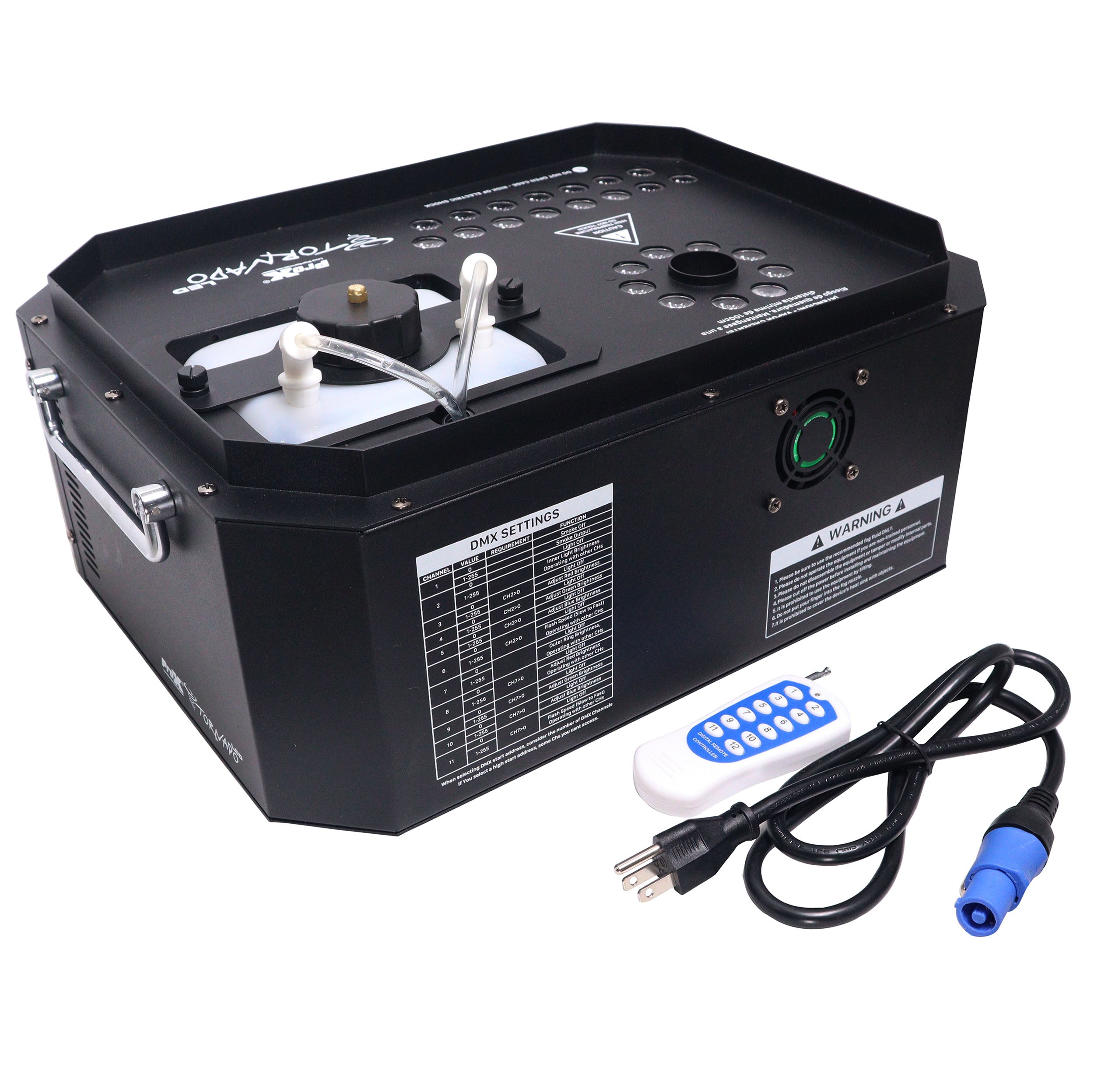 ProX Professional Stage Portable Fog Machine Vertical Spray DJ Effects DMX RGBA LED Lighting System.