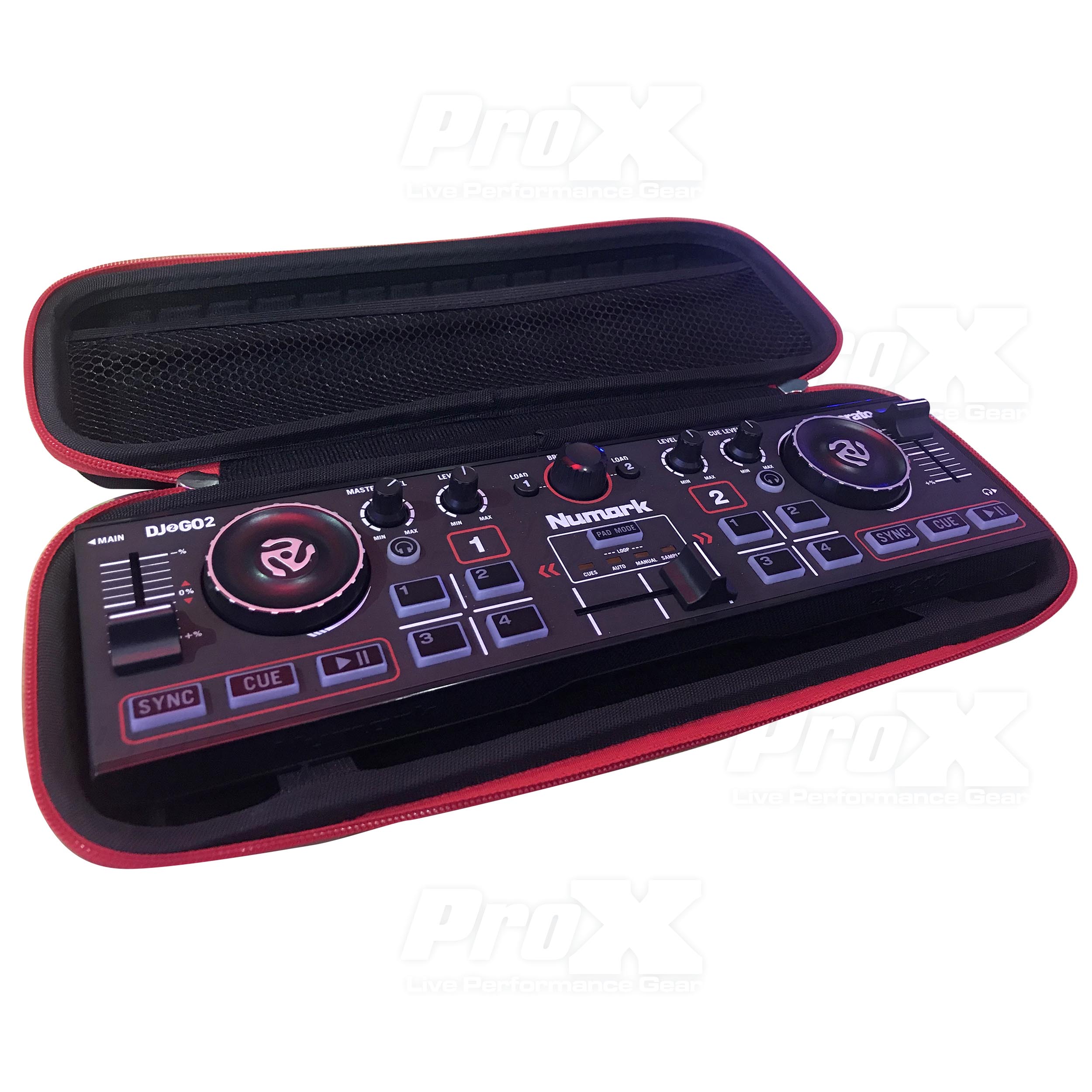 ProX ZeroG Ultra Lightweight Hard Shell DJ Controller for fits Numark DJ2GO2 and Wireless Mic - Nano Size