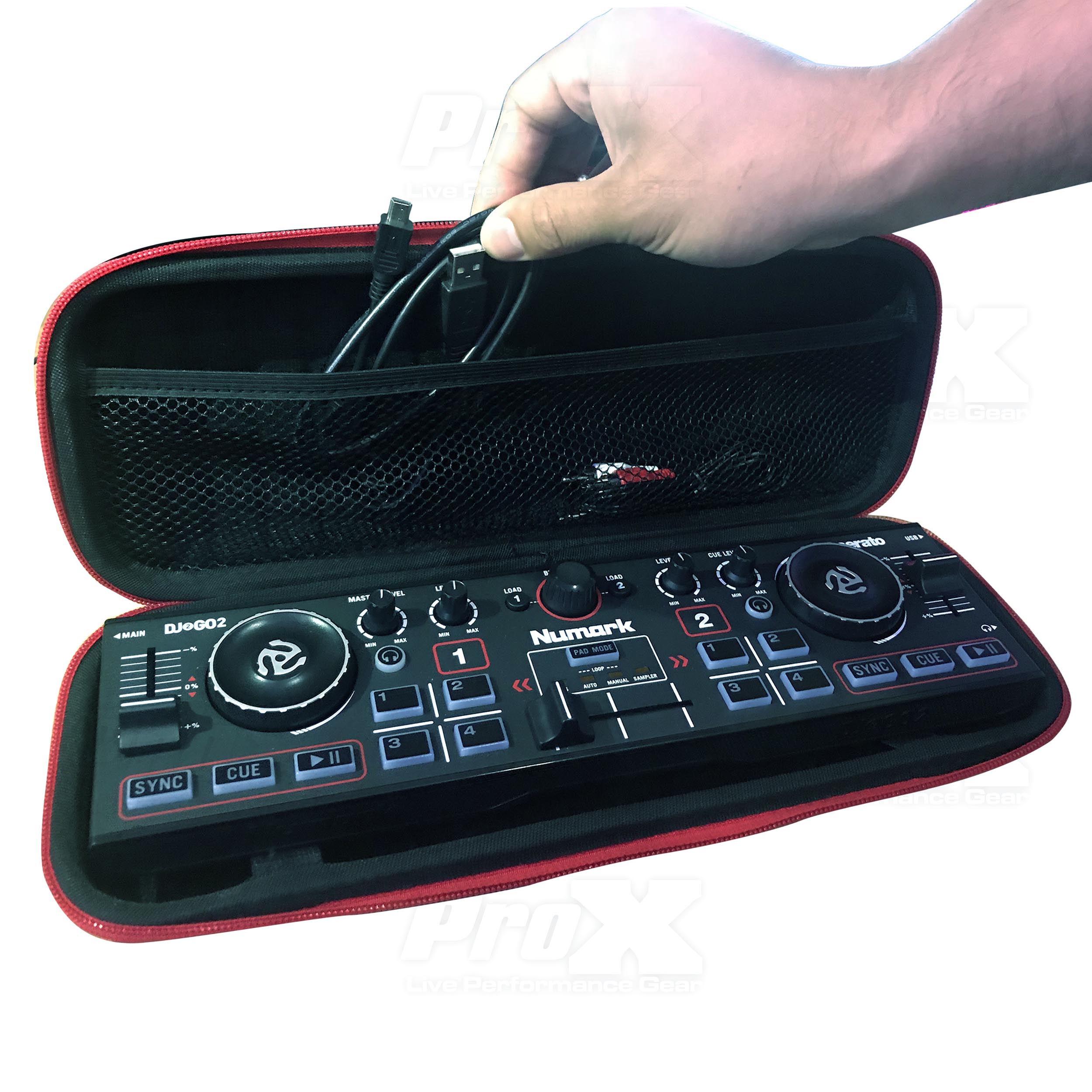 ProX ZeroG Ultra Lightweight Hard Shell DJ Controller for fits Numark DJ2GO2 and Wireless Mic - Nano Size