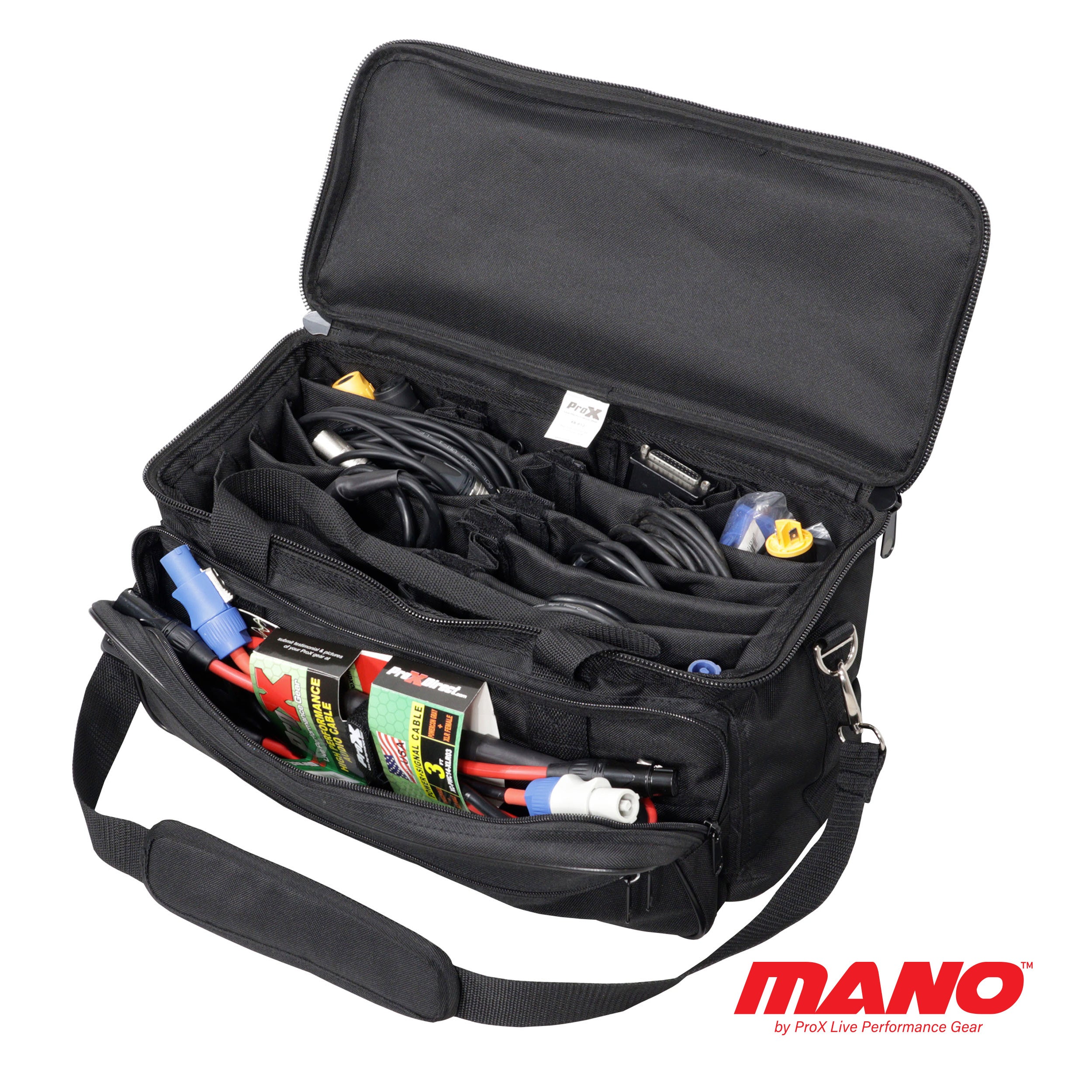 ProX MANO™ Utility Carry Hand Bag Organizer with Dividers For Cables, LED Lighting, Tools, Mics, and Accessories.