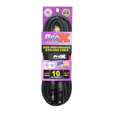 ProX 10 Ft. DMX XLR5-M to XLR5-F High Performance 5-PIN Data Cable
