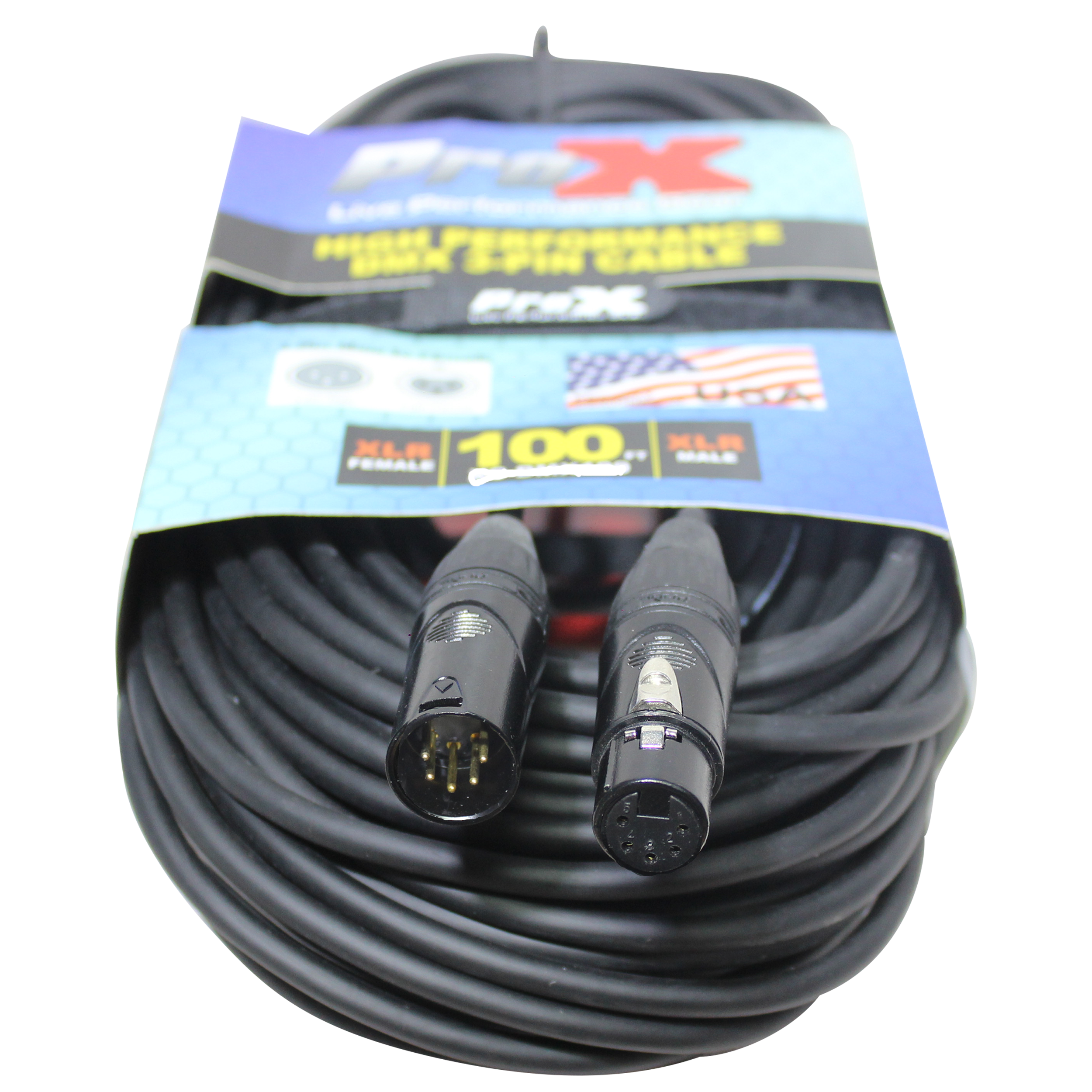 ProX 100 Ft. DMX XLR5-M to XLR5-F High Performance 5-PIN Data Cable