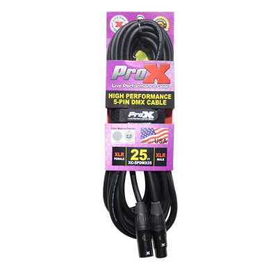ProX 25 Ft. DMX XLR5-M to XLR5-F High Performance 5-PIN Data Cable