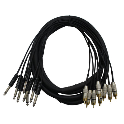 ProX 10 Ft. Unbalanced 8-Ch 1/4" TS to RCA Male Snake