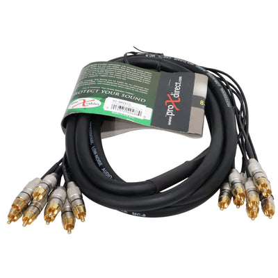 ProX 10' FT Premium 8 Channel Snake 8x RCA Male to 8x RCA Male Cable
