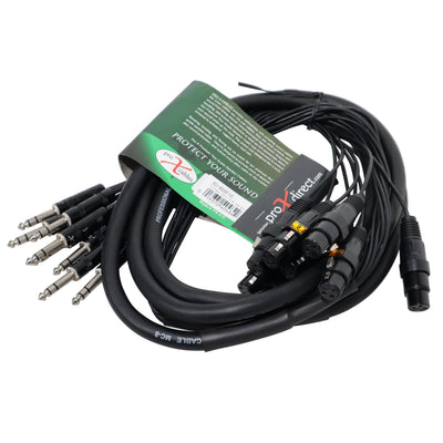 ProX 10' Ft High Performance 8-Channel Snake Cable XLR-F to 1/4" TRS Balanced Audio Cable