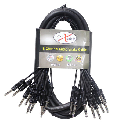 ProX 10 Ft. 8-Channel TRS-M to TRS-M Balanced Snake Cable