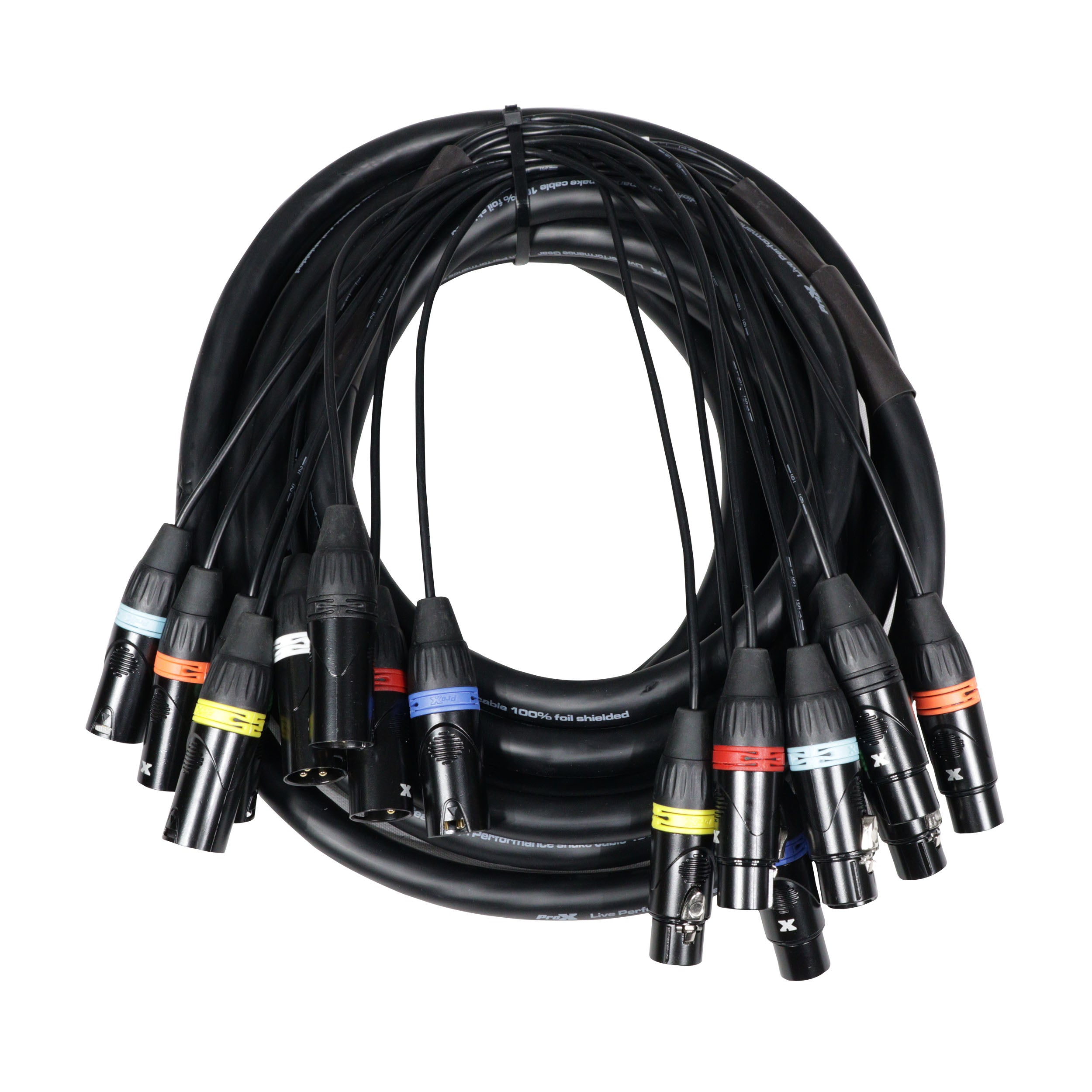 ProX 25' Ft. High Performance 8-Channel XLR-F to XLR-M Balanced Snake Audio Cable
