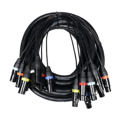 ProX 25' Ft. High Performance 8-Channel XLR-F to XLR-M Balanced Snake Audio Cable