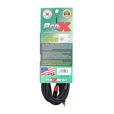 ProX 15' Ft High Performance 3.5mm 1/8” Mini TRS to Dual RCA-M Unbalanced Y-Cable