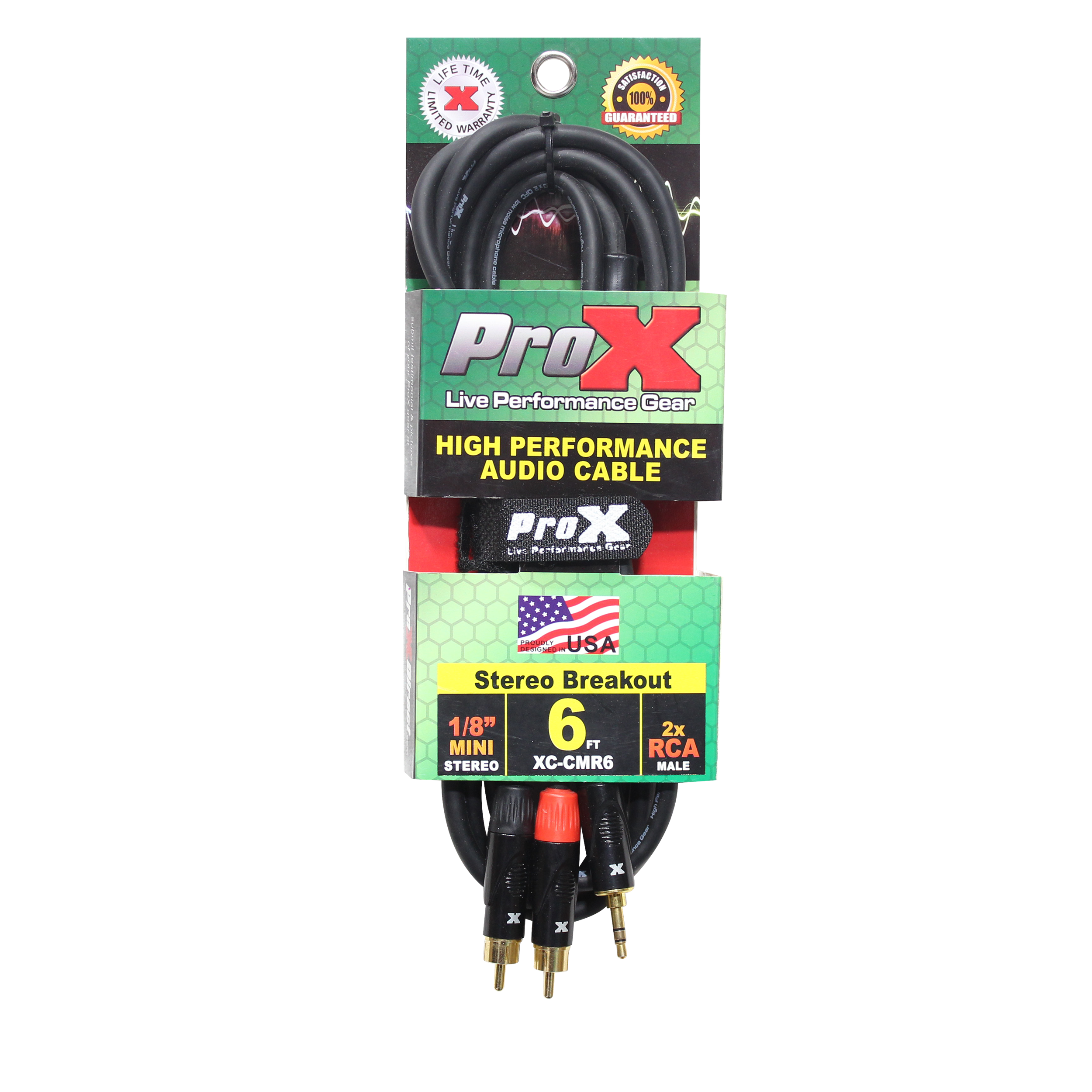 ProX 6' Ft High Performance 3.5mm 1/8” Mini TRS to Dual RCA-M Unbalanced Y-Cable