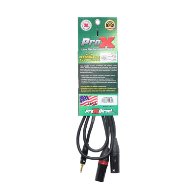 ProX 5 Ft. 3.5mm Mini TRS-M to Dual XLR3-M High Performance Audio Y Cable