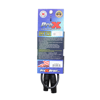ProX 3 Ft. High Performance DMX Male 3-Pin to DMX Female 3-Pin Coupler Patch Cable