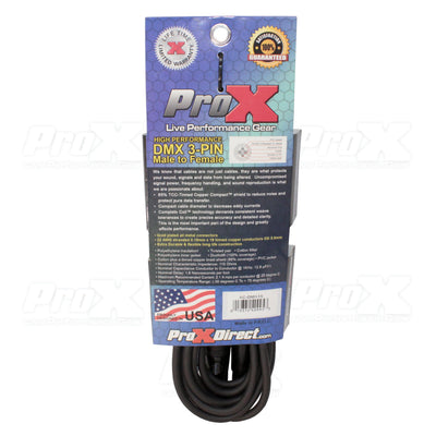 ProX 15 Ft. High Performance DMX Male 3-Pin to DMX Female 3-Pin Cable