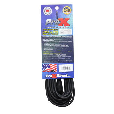 ProX 25 Ft. High Performance DMX Male 3-Pin to DMX Female 3-Pin Coupler Patch Cable