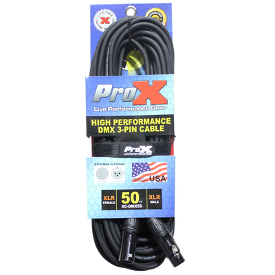 ProX 50 Ft. High Performance DMX Male 3-Pin to DMX Female 3-Pin Cable