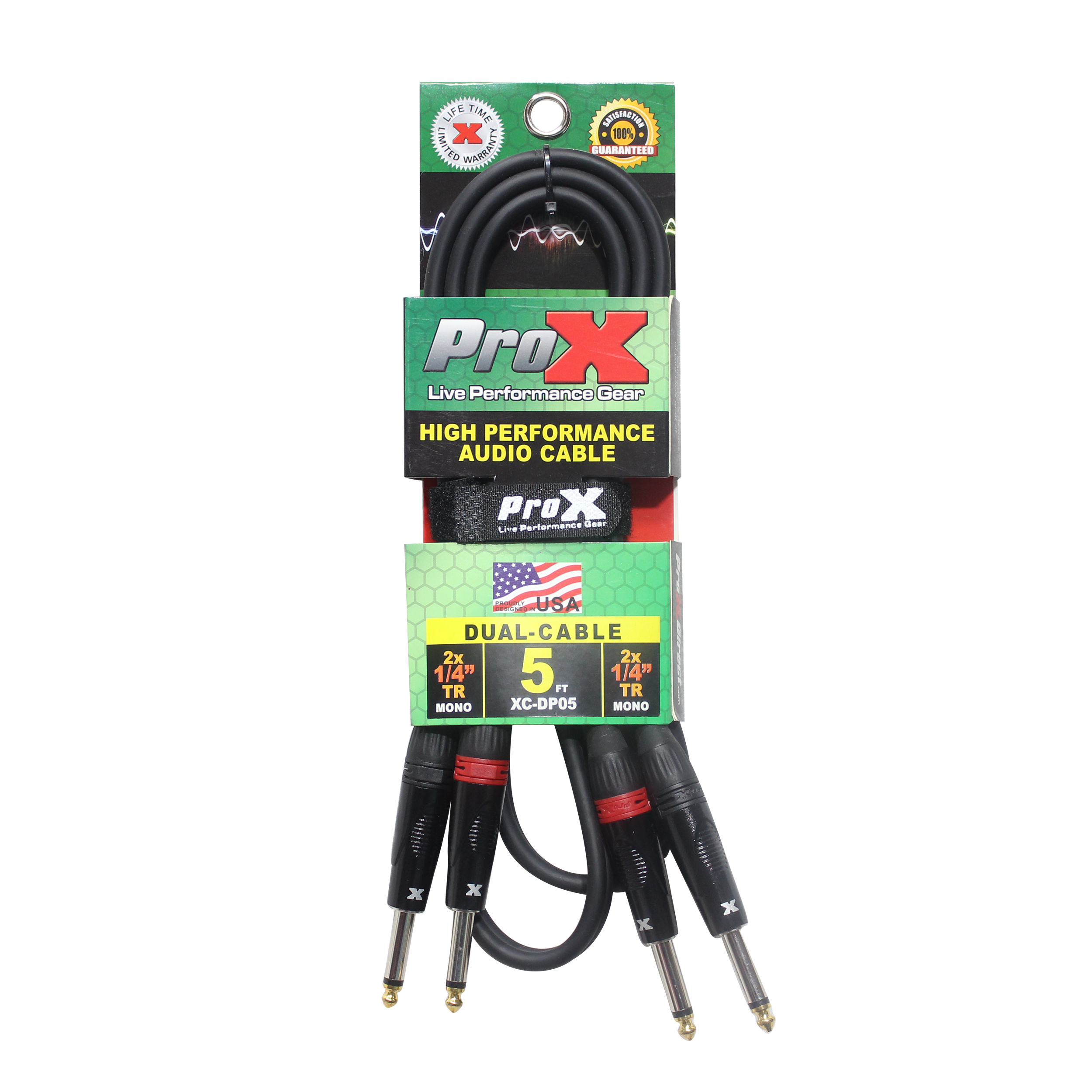 ProX 5' Ft. High Performance 1/4” TS Male to Dual 1/4” TS Male Unbalanced Audio Cable