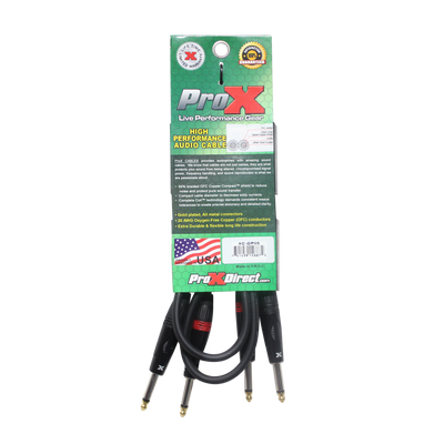 ProX 5' Ft. High Performance 1/4” TS Male to Dual 1/4” TS Male Unbalanced Audio Cable