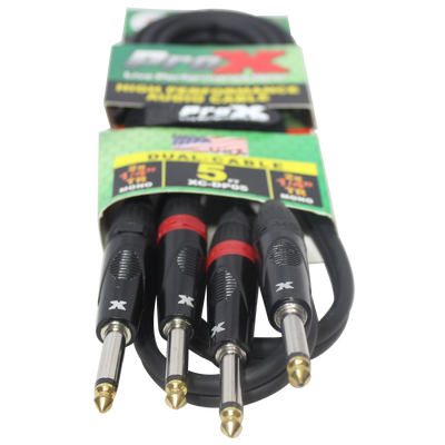 ProX 5' Ft. High Performance 1/4” TS Male to Dual 1/4” TS Male Unbalanced Audio Cable