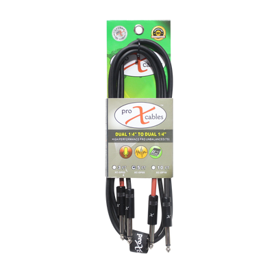 ProX 5' Ft. High Performance 1/4” TS Male to Dual 1/4” TS Male Unbalanced Audio Cable