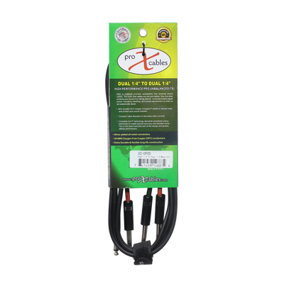 ProX 5' Ft. High Performance 1/4” TS Male to Dual 1/4” TS Male Unbalanced Audio Cable