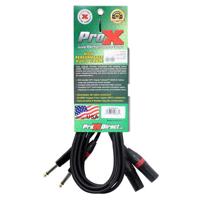 ProX 10' Ft. High Performance Dual 1/4” TS Male to Dual XLR Male Unbalanced Audio Cable
