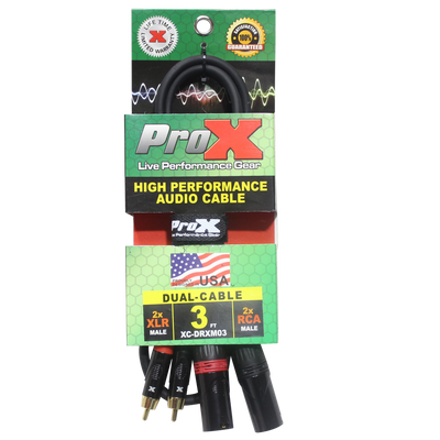 ProX 3' Ft. Premium Dual XLR to Dual RCA Audio Cable